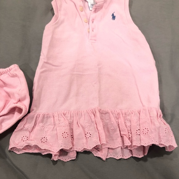 COPY - Baby Girl Pink Ralph Lauren Ruffle Collar Dress With Bumper Size 9 Months - Picture 7 of 12